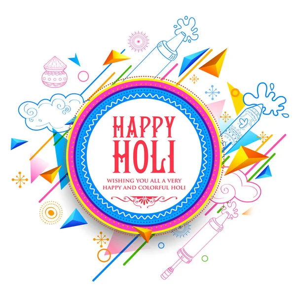 Abstrakt glad Holi bakgrund för festivalen av färger firande hälsningar — Stock vektor
