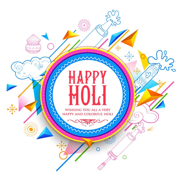 Resumen Feliz Holi Fondo para la celebración del Festival de los Colores saludos — Vector de stock