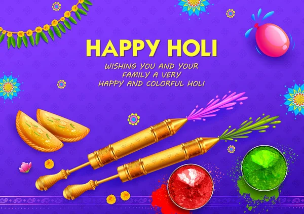 Happy Holi Background for Festival of Colors celebration greetings — Stock Vector
