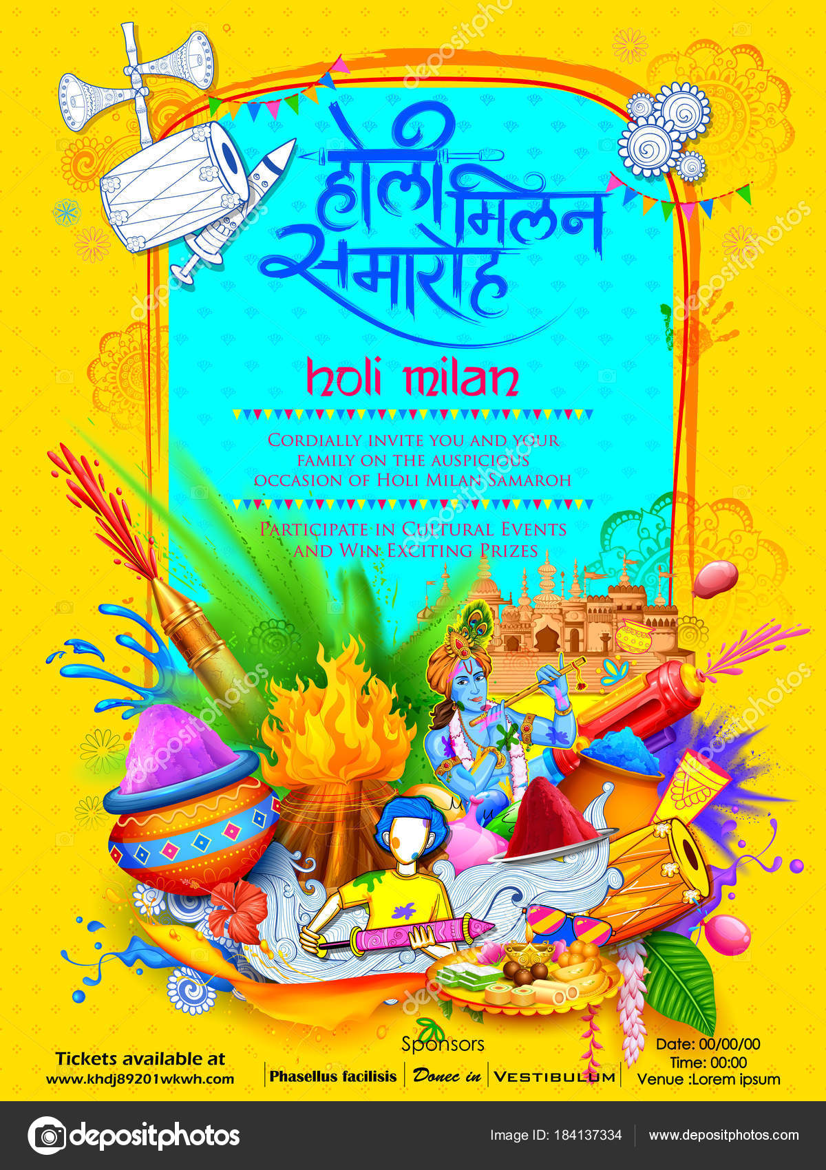 Happy Holi Background For Festival Of Colors Celebration Greetings