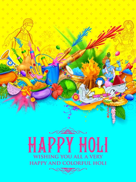 Happy Holi fond pour les salutations de célébration Festival des couleurs — Image vectorielle