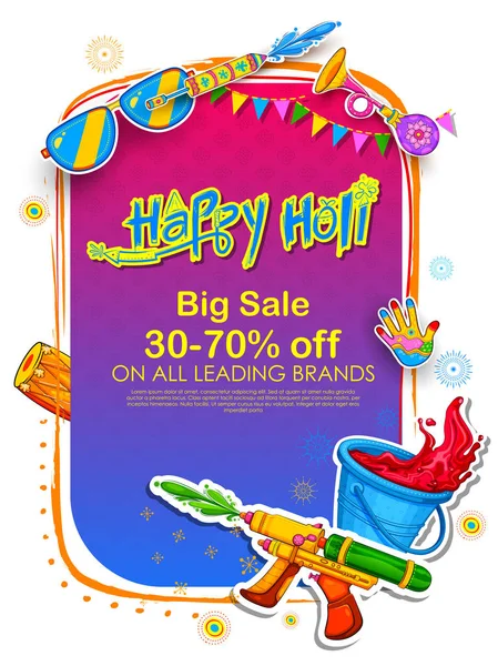 Happy Holi Advertisement Promotional backgroundd for Festival of Colors celebration greetings — Stock Vector