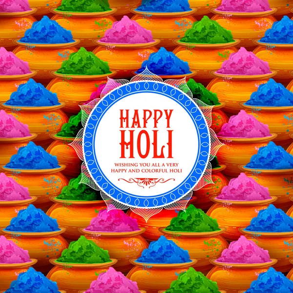 Polvere colore gulale per Happy Holi Sfondo — Vettoriale Stock