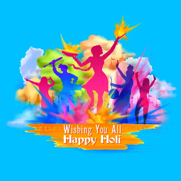 Happy Holi Sfondo per il Festival dei Colori auguri di festa — Vettoriale Stock