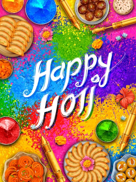 Цветной порошок для Happy Holi Background — стоковый вектор