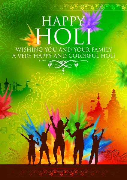Feliz Holi Fondo para la celebración del Festival de los Colores saludos — Archivo Imágenes Vectoriales