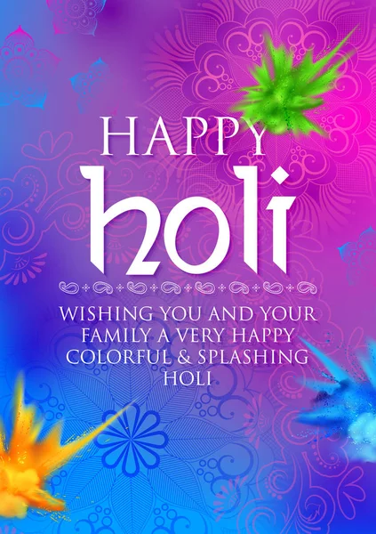 Explosión de color en polvo para Happy Holi Background — Vector de stock