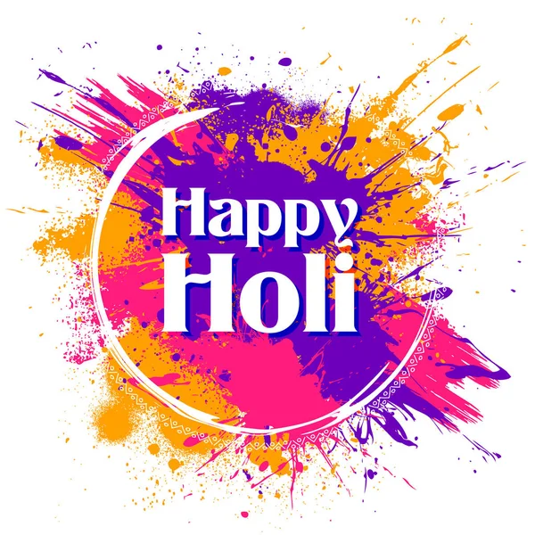 Feliz Holi fondo para el festival de color de la India saludos de celebración — Archivo Imágenes Vectoriales