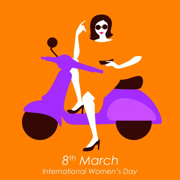 Boldog nemzetközi nőnap március 8. Üdvözlet háttér — Stock Vector