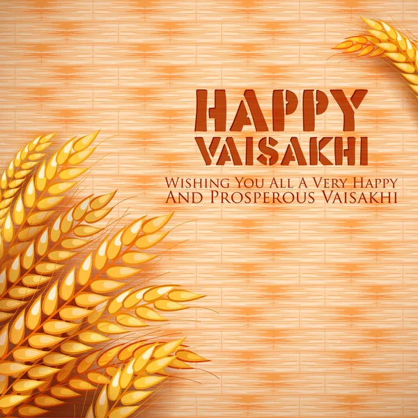 Happy Vaisakhi Punjabi festival panen musim semi Sikh latar belakang perayaan - Stok Vektor