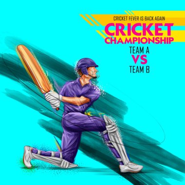 Kriket Şampiyonası spor oynarken topa vuran oyuncu