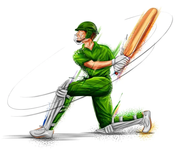 Kriket Şampiyonası spor oynarken topa vuran oyuncu — Stok Vektör