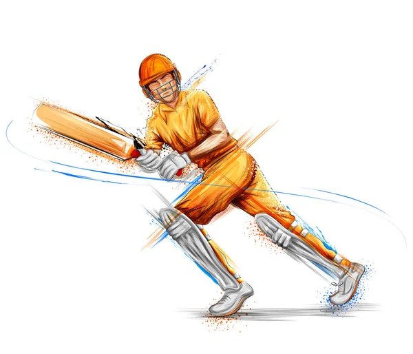 Batsman giocare a cricket campionato sportivo — Vettoriale Stock