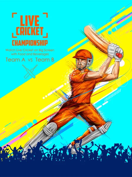 Batsman cricket kampioenschap sporten — Stockvector