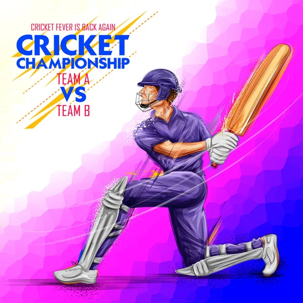 Batsman playing cricket championship sports — Stock Vector