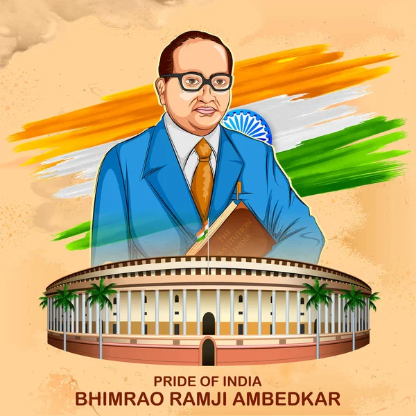 Dr. Bhimrao Ramji Ambedkar és India alkotmánya Ambedkar Jayanti számára április 14-én — Stock Vector