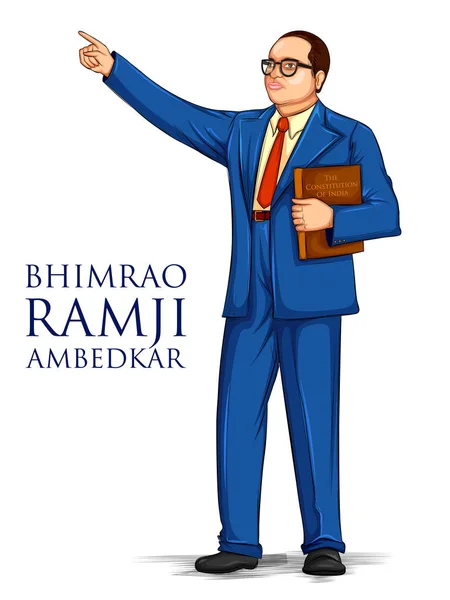 Dr. Bhimrao Ramji Ambedkar con la Constitución de la India para Ambedkar Jayanti el 14 de abril — Vector de stock