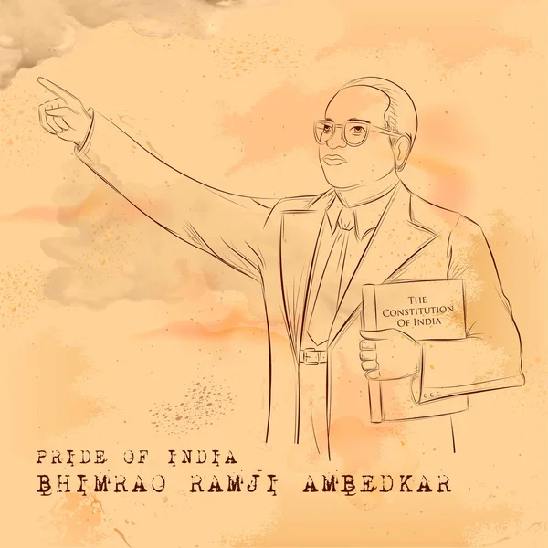 Dr. Bhimrao Ramji Ambedkar mit Verfassung Indiens für Ambedkar Jayanti am 14. April — Stockvektor