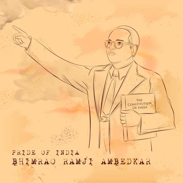 Dr. Bhimrao Ramji Ambedkar con la Constitución de la India para Ambedkar Jayanti el 14 de abril — Vector de stock