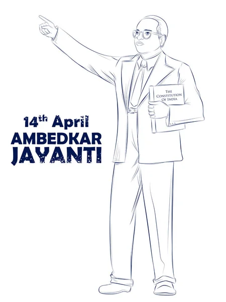 Dr. Bhimrao Ramji Ambedkar con la Constitución de la India para Ambedkar Jayanti el 14 de abril — Vector de stock