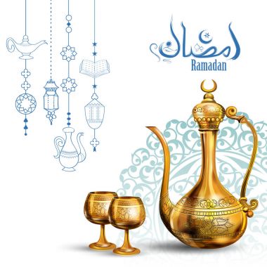 Ramazan Kareem cömert Ramazan tebrik edilen Islam dini festival bayram ile eski çerçeve çiçek