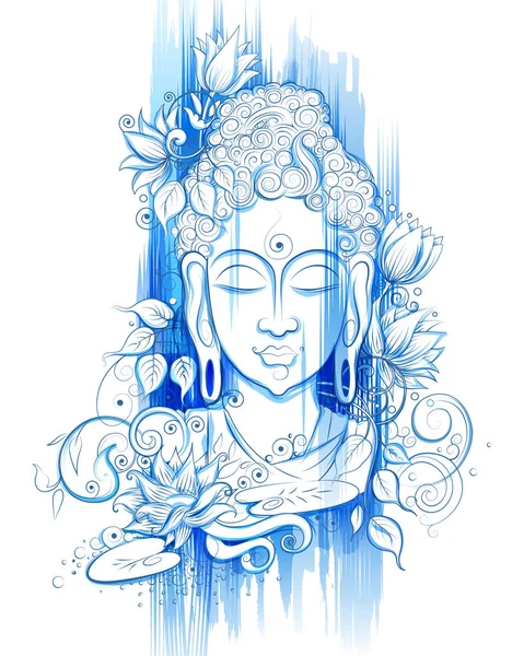 Heer Boeddha in meditatie voor boeddhistisch festival van Happy Buddha Purnima Vesak — Stockvector