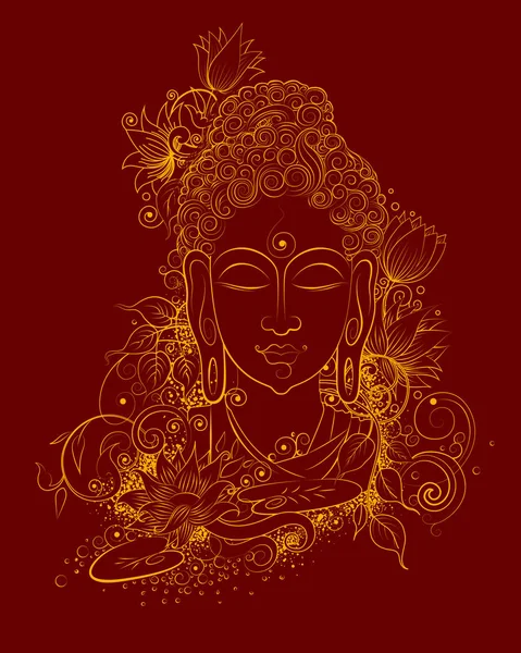 Κύριος Βούδας σε διαλογισμό για βουδιστική γιορτή του ευτυχισμένου Βούδα Purnima Vesak — Διανυσματικό Αρχείο