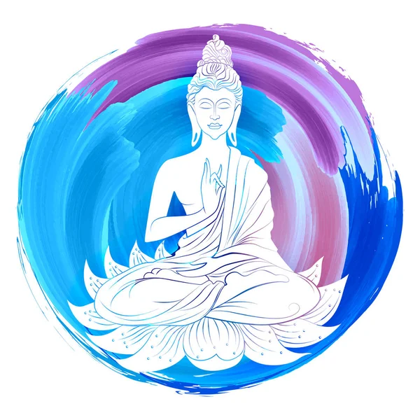 Лорд Будда в медитації до буддійського свята Щасливого Будди Пурніми Весак — стоковий вектор