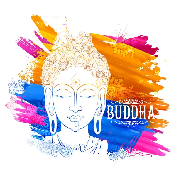 Lord Buddha i meditation för buddhistisk festival av Happy Buddha Purnima Vesak — Stock vektor