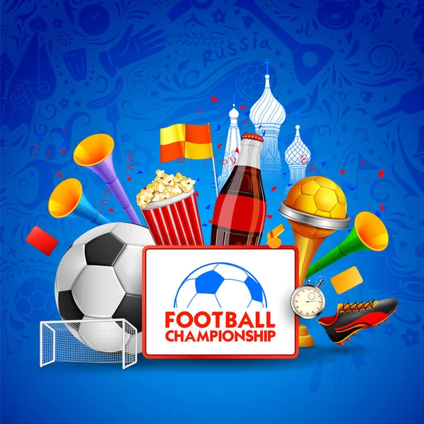 Rusia Campeonato de Fútbol Copa fútbol fondo deportivo para 2018 — Archivo Imágenes Vectoriales