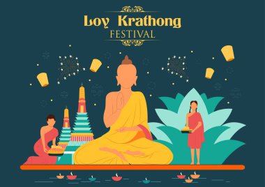 Loy Krathong Siyam Işık Festivali Tayland 'ın geleneksel kutlaması