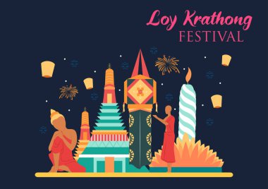Loy Krathong Siyam Işık Festivali Tayland 'ın geleneksel kutlaması