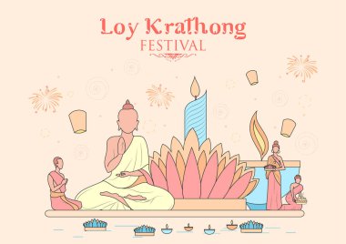 Loy Krathong Siyam Işık Festivali Tayland 'ın geleneksel kutlaması