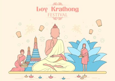 Loy Krathong Siyam Işık Festivali Tayland 'ın geleneksel kutlaması
