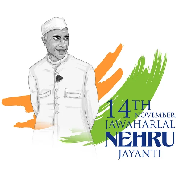 Fondo indio con héroe de la nación y luchador por la libertad Jawaharlal Nehru Pride of India — Vector de stock