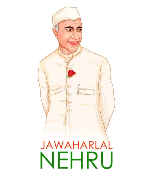 Fondo indio con héroe de la nación y luchador por la libertad Jawaharlal Nehru Pride of India — Vector de stock