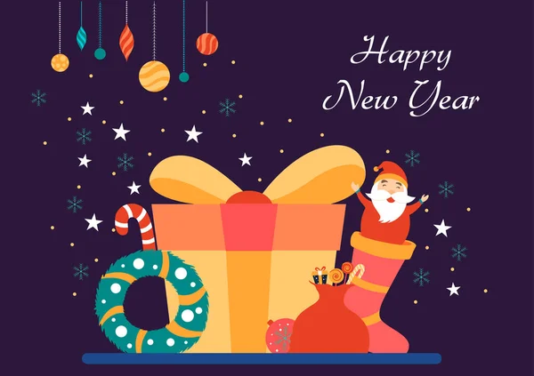 People celebrating Merry Christmas and Happy New Year 2020 on holiday background — Stock Vector