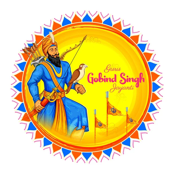 Szczęśliwy Festiwal Guru Gobind Singh Jayanti Sikh celebracja tła — Wektor stockowy