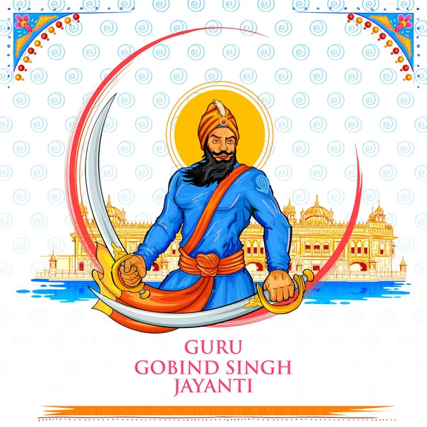 Happy Guru Gobind Singh Jayanti festival for Sikh celebration background — Stock Vector