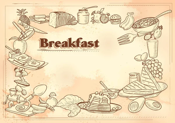 Šablona různých typů Snídaně položka pro návrh menu na pozadí hotelu nebo restaurace — Stockový vektor