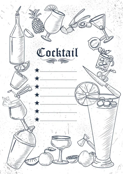 Template of different types of Cocktail for menu background design of Hotel or restaurant — Stock Vector