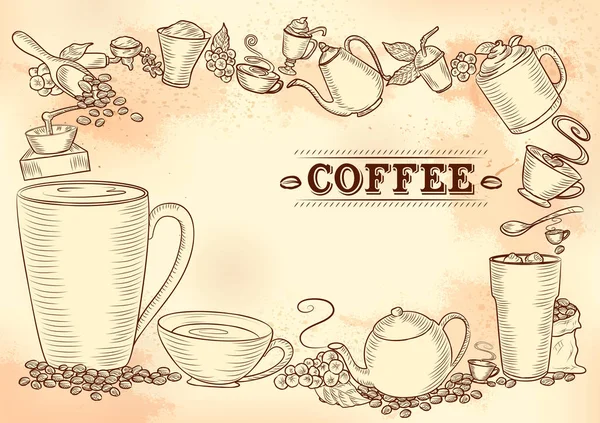 Vorlage verschiedener Kaffeesorten für die Hintergrundgestaltung des Menüs von Hotels oder Restaurants — Stockvektor