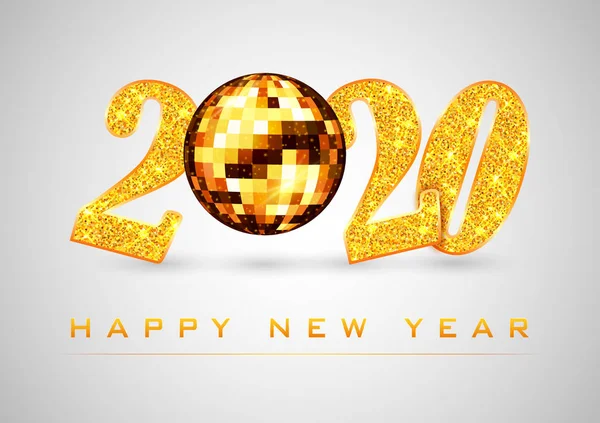 Fondo brillante abstracto para feliz año nuevo 2020 saludo fiesta disco banner de celebración plantilla — Archivo Imágenes Vectoriales