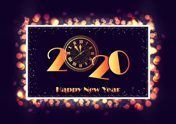 Absztrakt fényes háttér Boldog Új Évet 2020 köszöntő diszkó party ünneplés banner sablon — Stock Vector