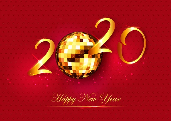 Fondo brillante abstracto para feliz año nuevo 2020 saludo fiesta disco banner de celebración plantilla — Archivo Imágenes Vectoriales