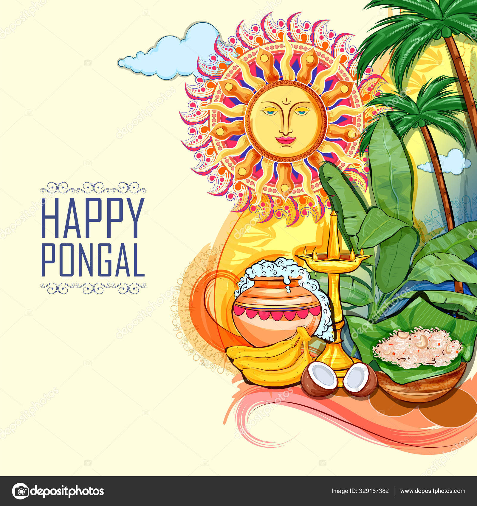 ART / DRAWING / ILLUSTRATION / PAINTING / SKETCHING - Anikartick: HAPPY  PONGAL 2014 Wishes to All - PONGAL GREETINGS and PONGAL WISHES to All -  Painting by Artist Anikartick,Chennai,Tamil Nadu,India