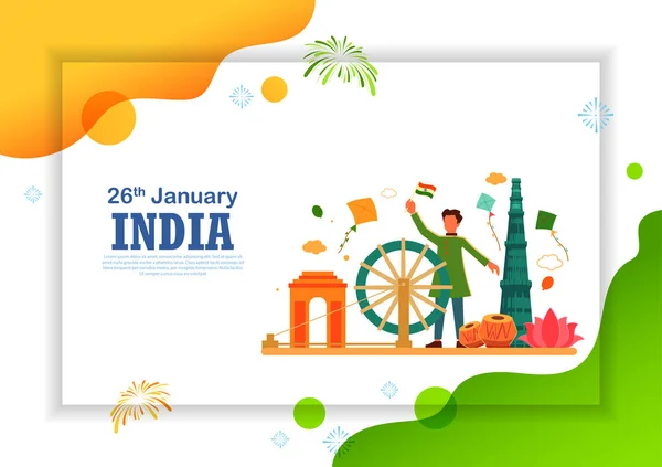 Minimale simplistische achtergrond voor 26 januari Happy Republic Day of India — Stockvector