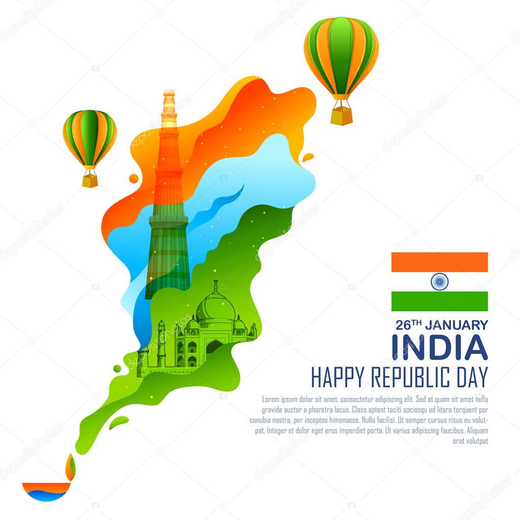 Abstract tricolor banner with Indian flag for 26th January Happy Republic Day of India