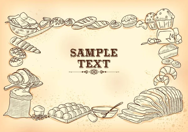 Plantilla de diferentes tipos de Pan y Loafs para el diseño de fondo de menú de Hotel o restaurante — Archivo Imágenes Vectoriales