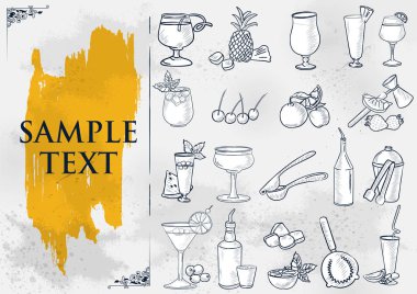 Otel veya restoranın menü arkaplan tasarımı için farklı yemek türleri şablonu